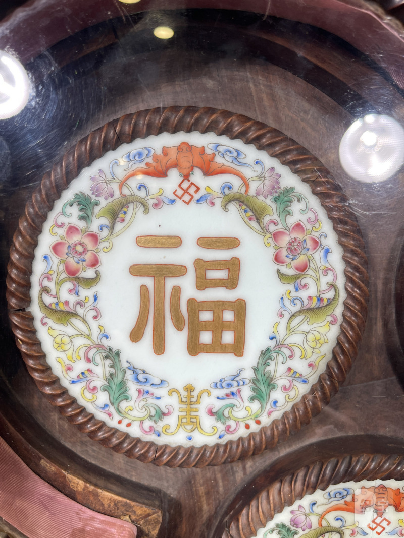 清中期 洋彩福禄寿喜报三元挂屏 - 图3